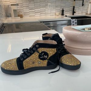 Louboutin gold sparkly sneakers